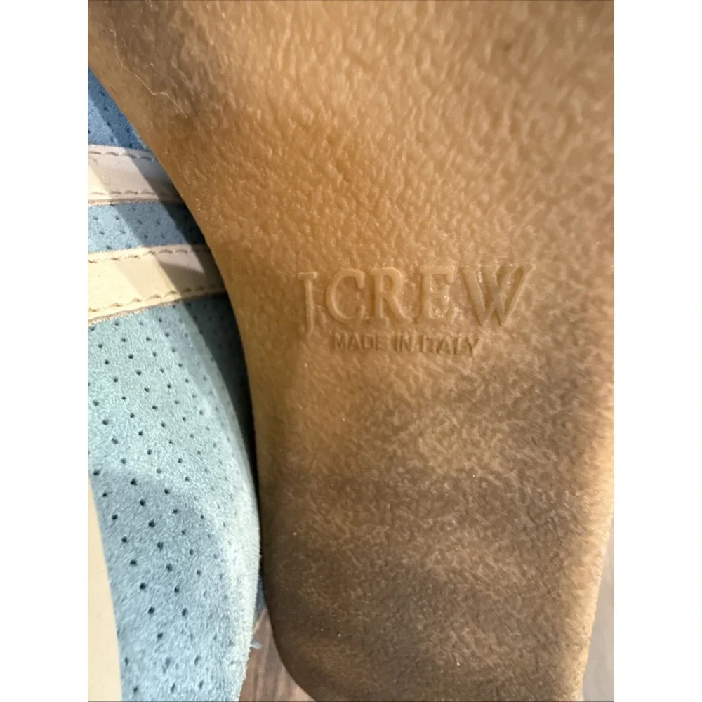 J.Crew Sneakers Women Light‎ Blue Suede Leather Made In Italy Low Top Stripe - Picture 5 of 5